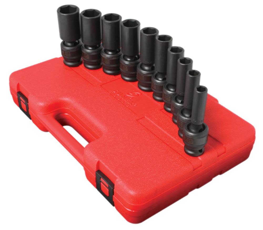 Sunex 10 pc. 1/2 In. Drive SAE Universal Deep Impact Socket Set