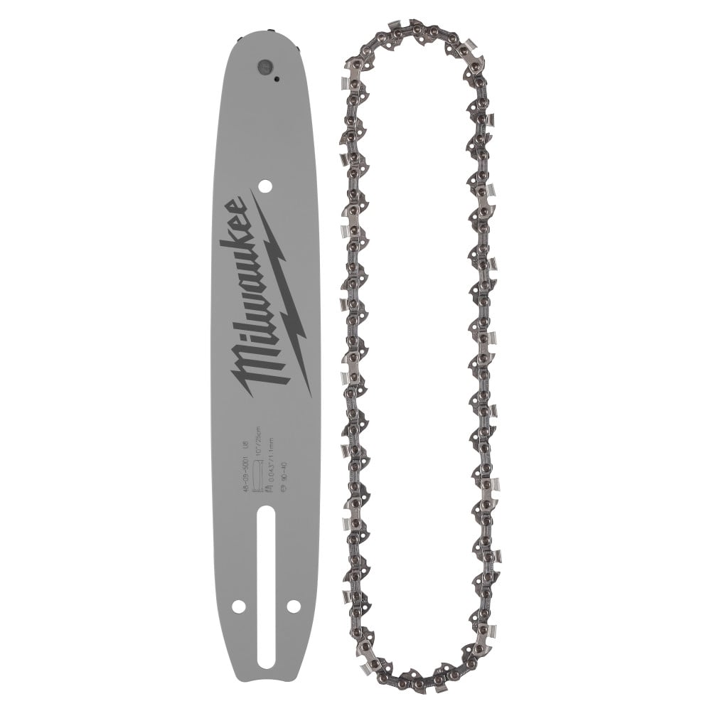 Milwaukee 10 Inch 3/8 Inch LOW PROFILE Pitch, .043 Inch Gauge Saw Chain and Guide Bar Set