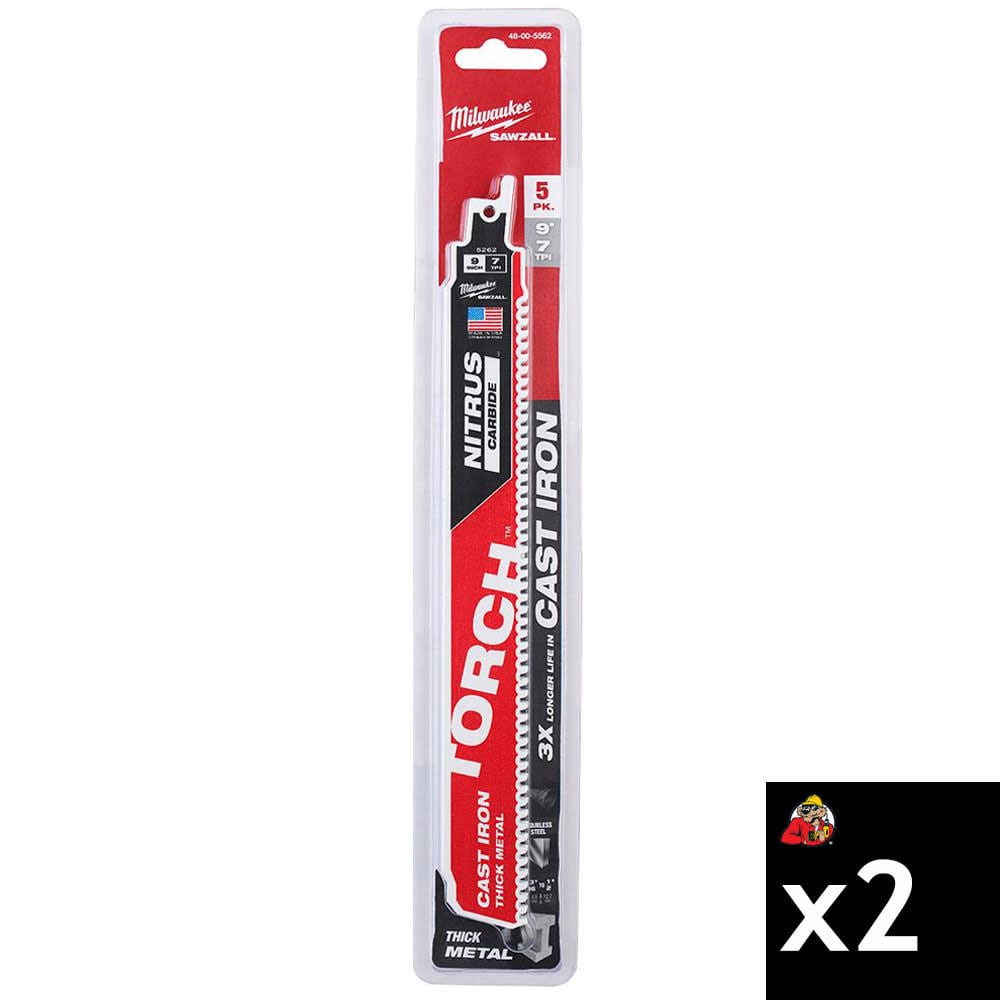 Milwaukee NITRUS CARBIDE TORCH 9 Inch 7TPI SAWZALL Blade Bundle, 10 Pieces