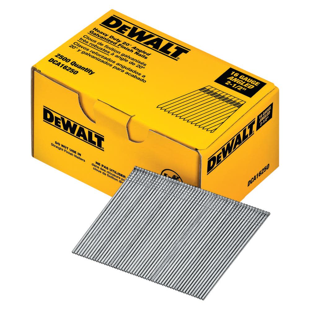 

DEWALT 16 Gauge 20 Degree 2-1/2In Angled Finish Nails (2500 pk)