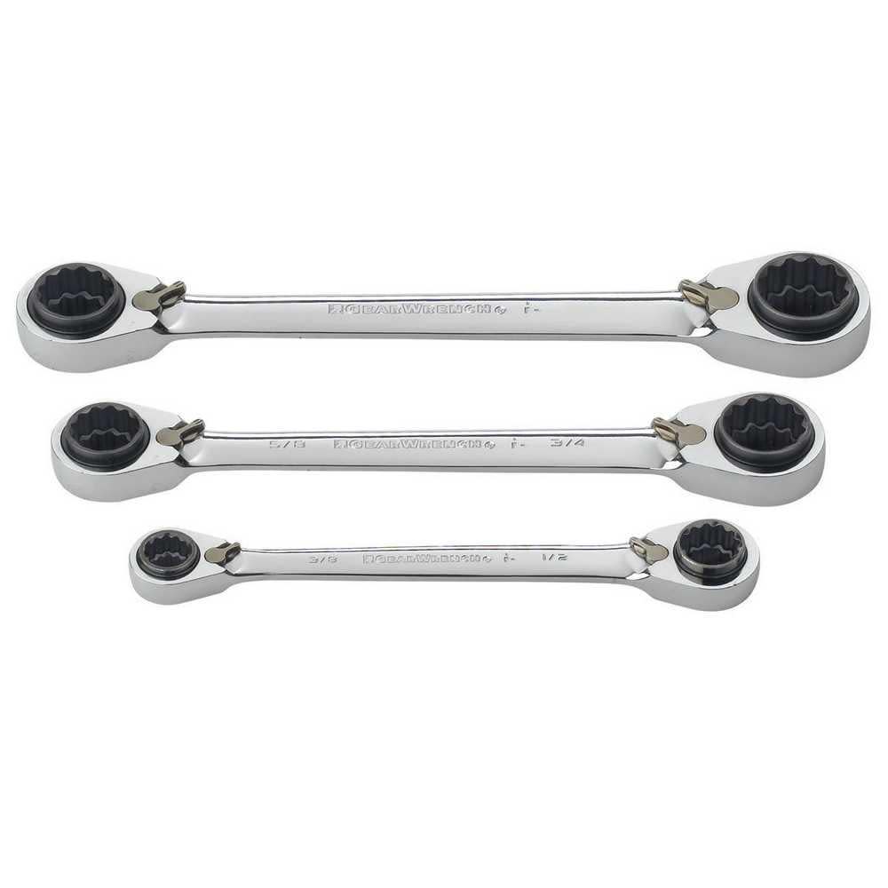 

GEARWRENCH 3 Pc 12 Point QuadBox Reversible Ratcheting SAE Wrench Set