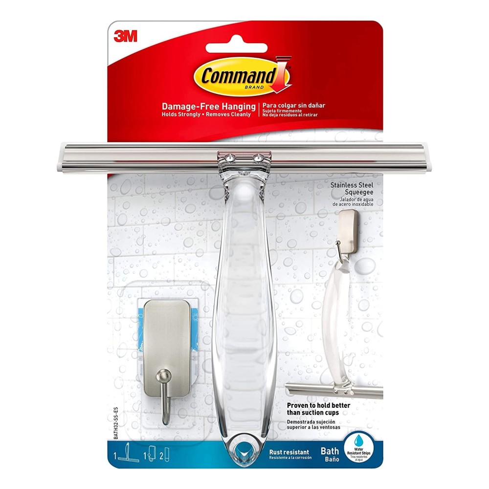 3M Command Metal Bath Squeegee & Satin Nickel Hook