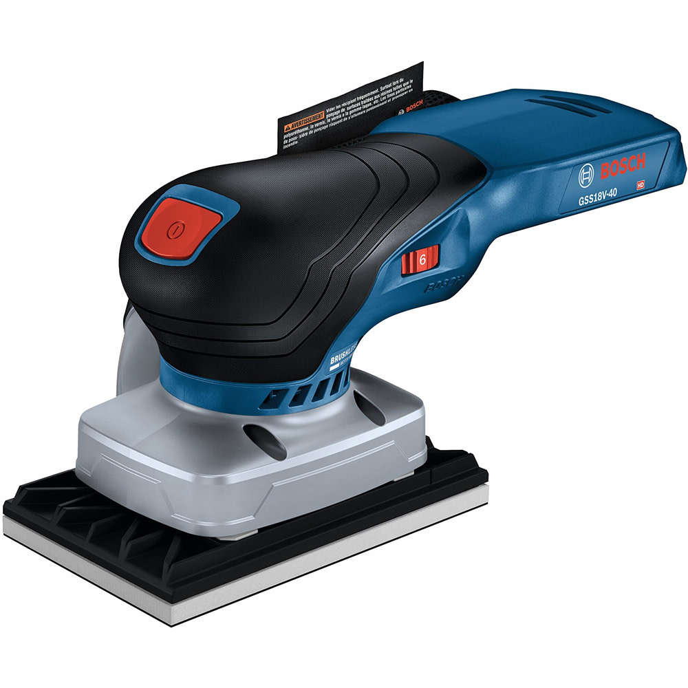 BOSCH 18V Brushless Sheet Sander - Cordless Orbital Finisher With Dust Bag & Interchangeable Plates