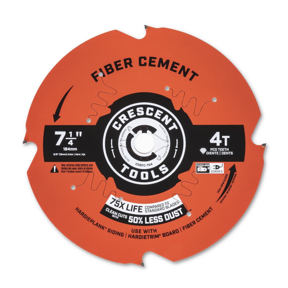 

Crescent Circular Saw Blade 7 1/4" x 4 Tooth Fiber Cement