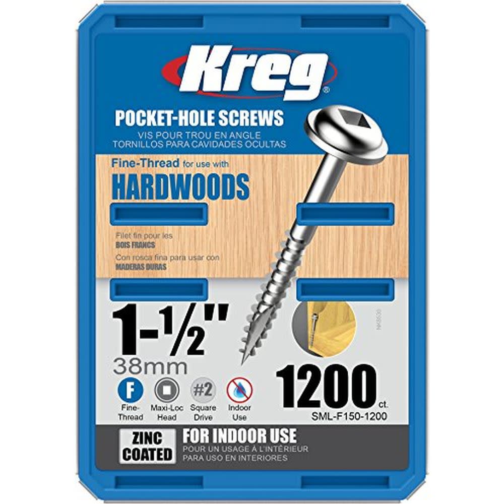 

Kreg 1-1/2" #7 Fine WH Zinc Pocket Screw - 1200ct