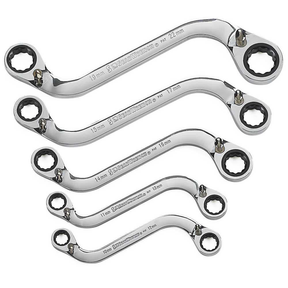 

GEARWRENCH S Shape Reversible Double Box Ratcheting Wrench Set 5 Pc. Metric