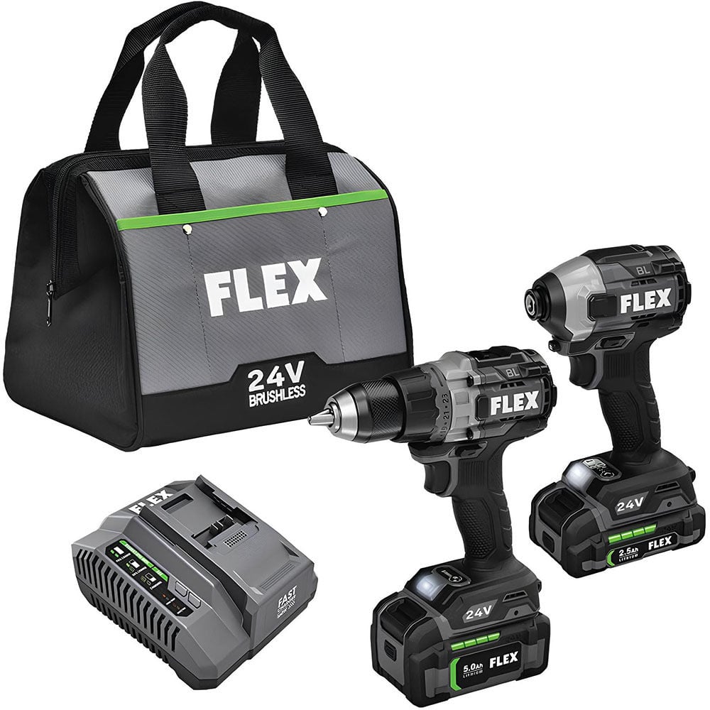FLEX 24V Drill Driver With Turbo Mode and Quick Eject Impact Driver Kit