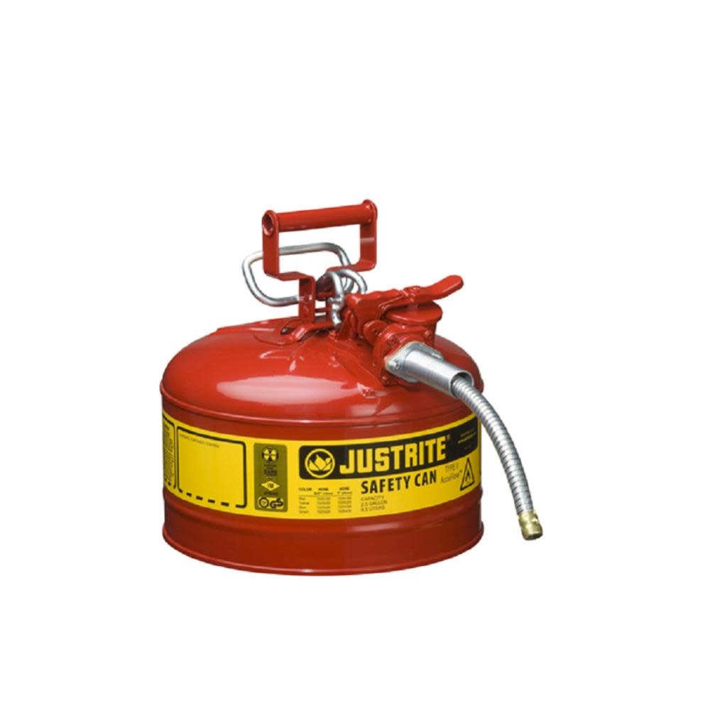 

Justrite Type II AccuFlow 2.5 Gallon Gasoline Safety Can
