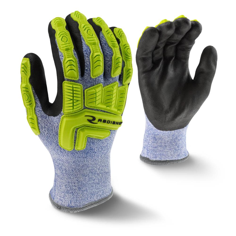 

Radians Knuckle GuardGloves Cold Weather Cut Protection Level A4 Black /Hi Viz Green XXL