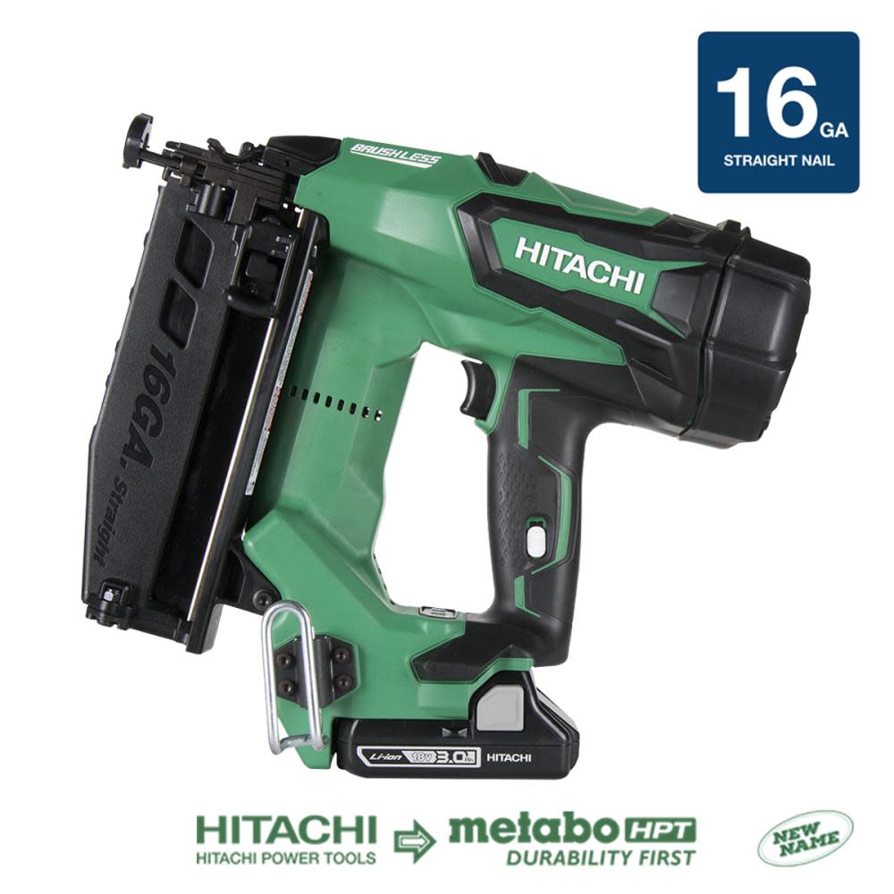 

Hitachi 18 V Brushless Li-ion 16 Gauge Straight Finish Nailer