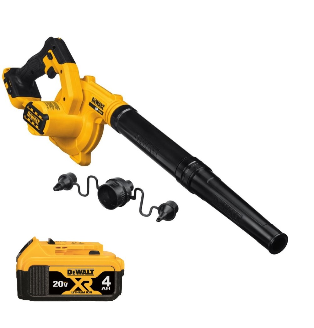 

DEWALT 20V MAX Compact Jobsite Blower with Premium XR Lithium Ion 4Ah Battery Pack Bundle