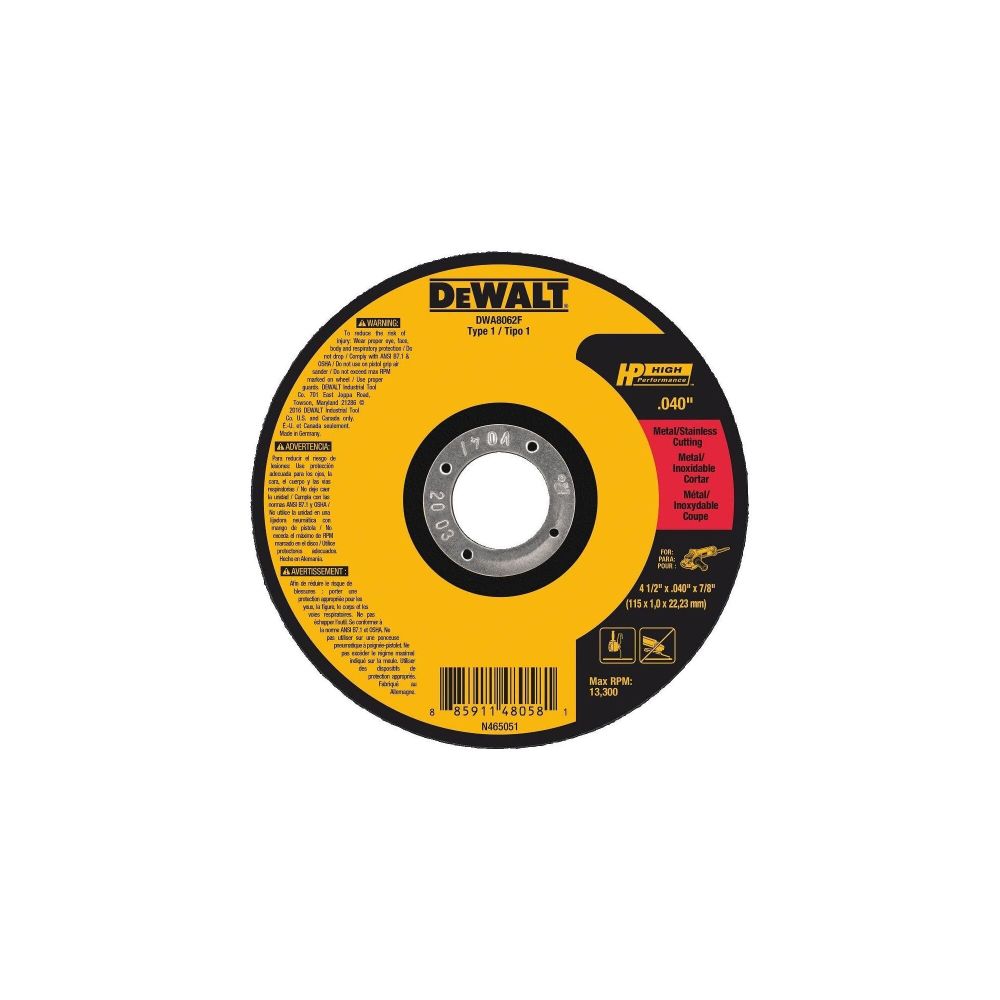 こんぴーDW x 1FW x2UT x2 DEWALT 4-1/2 x 0.040 x 7/8 T1 HP Cut-Off Wheel DWA8062F