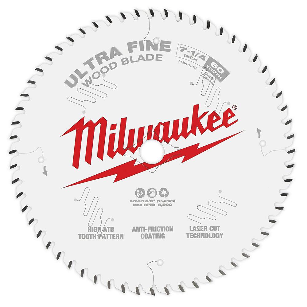 

Milwaukee 7-1/4 in. 60T Ultra Fine Finish Circular Saw Blade