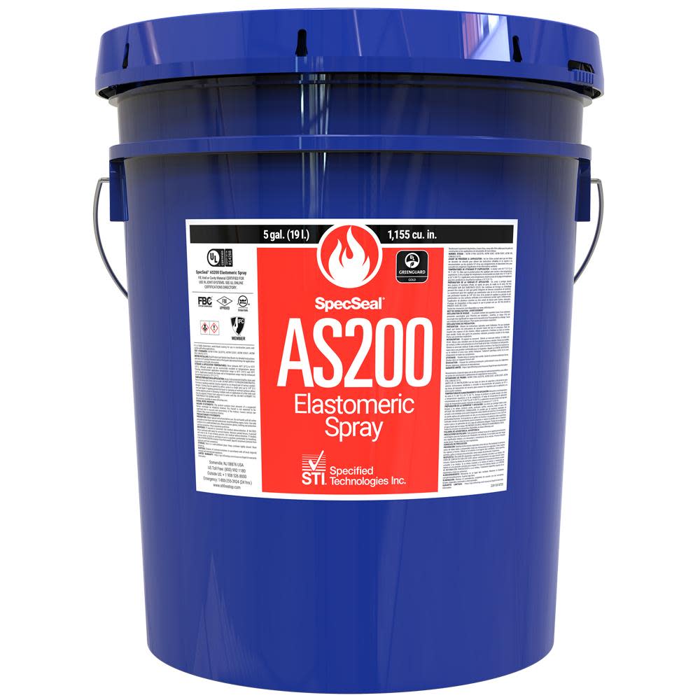 Specified Technologies Inc SpecSeal - AS Elastomeric Spray - 5 Gallon Pail 1155 Cu In (19.0 L) - Red Color - AS205R