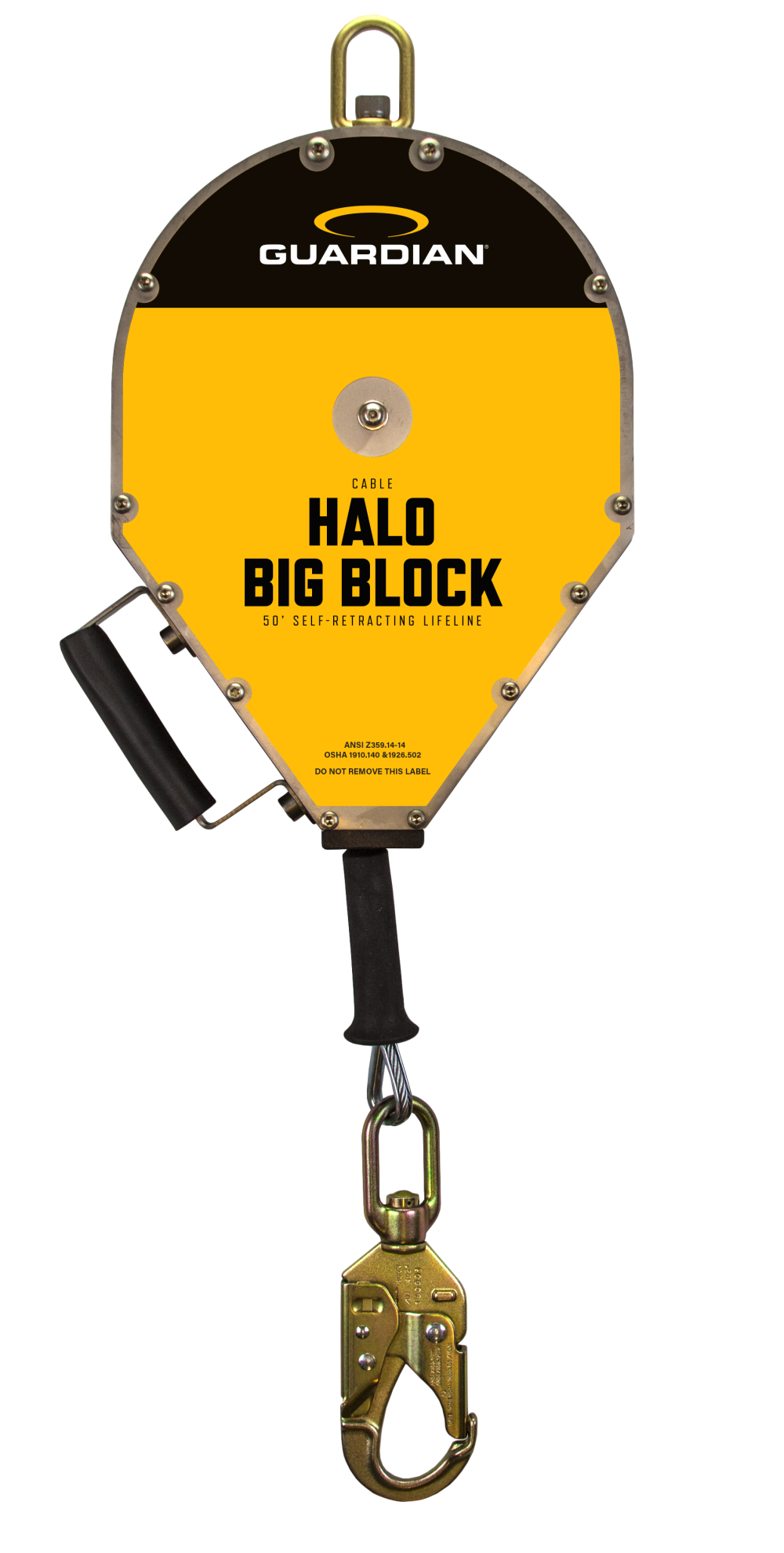 

Guardian Fall Protection 65' Halo Big Block Cable SRL with Steel Snap Hook