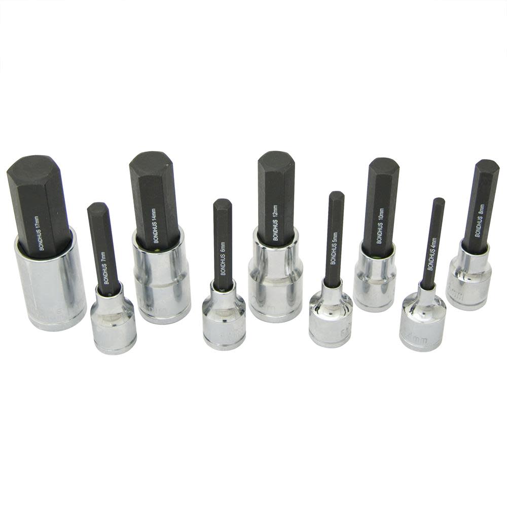 

9pc Socket 2In Metric Hex Bit Set