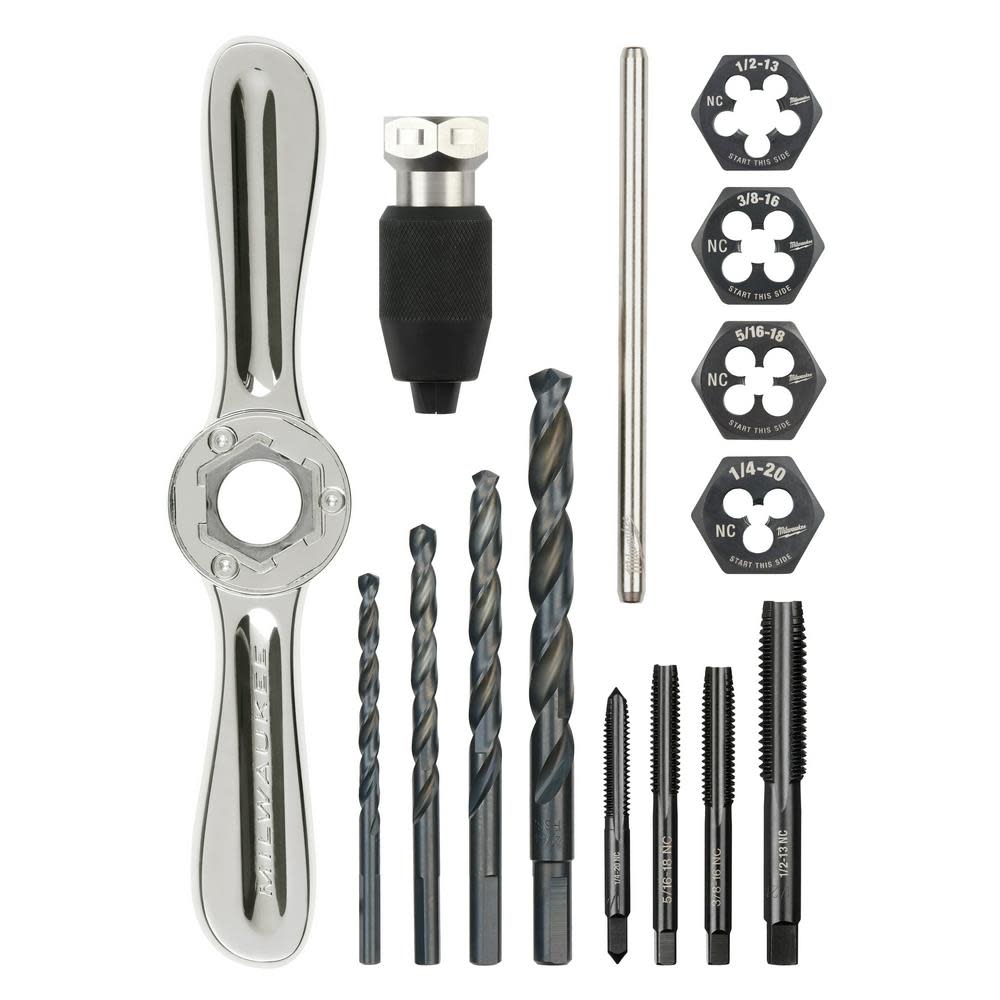 Milwaukee SAE Tap and Die 15pc Set with Hex-LOK 2-in-1 Handle 49