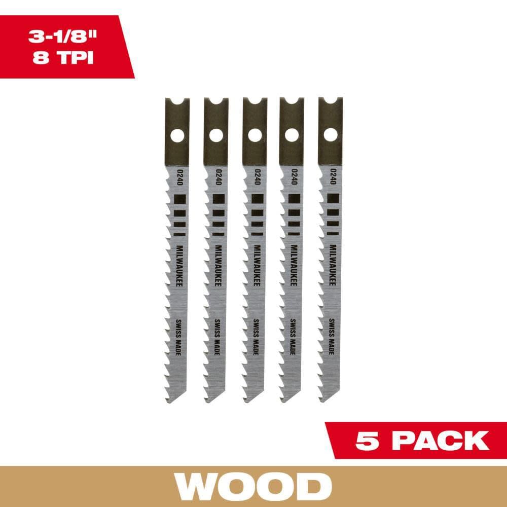 Milwaukee 3-1/8 in. 8 TPI High Carbon Steel Jig Saw Blade 5PK