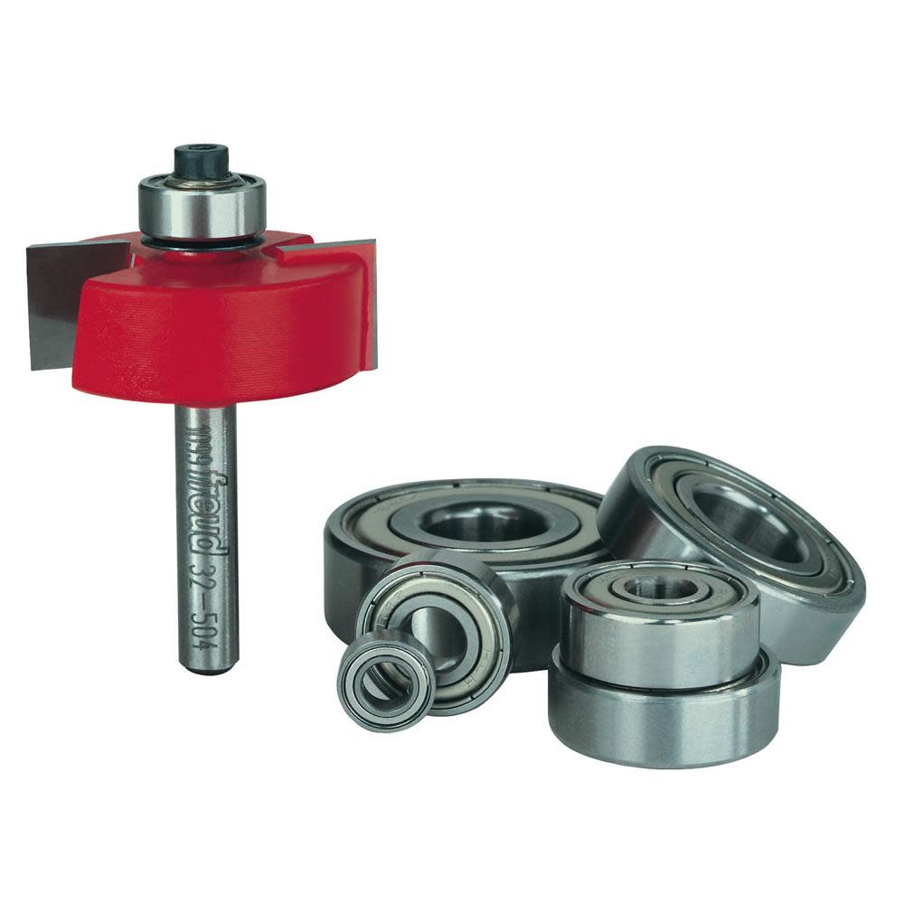

Freud Rabbeting Bit Set with Interchangeable Bearings with 1/4 In. Shank