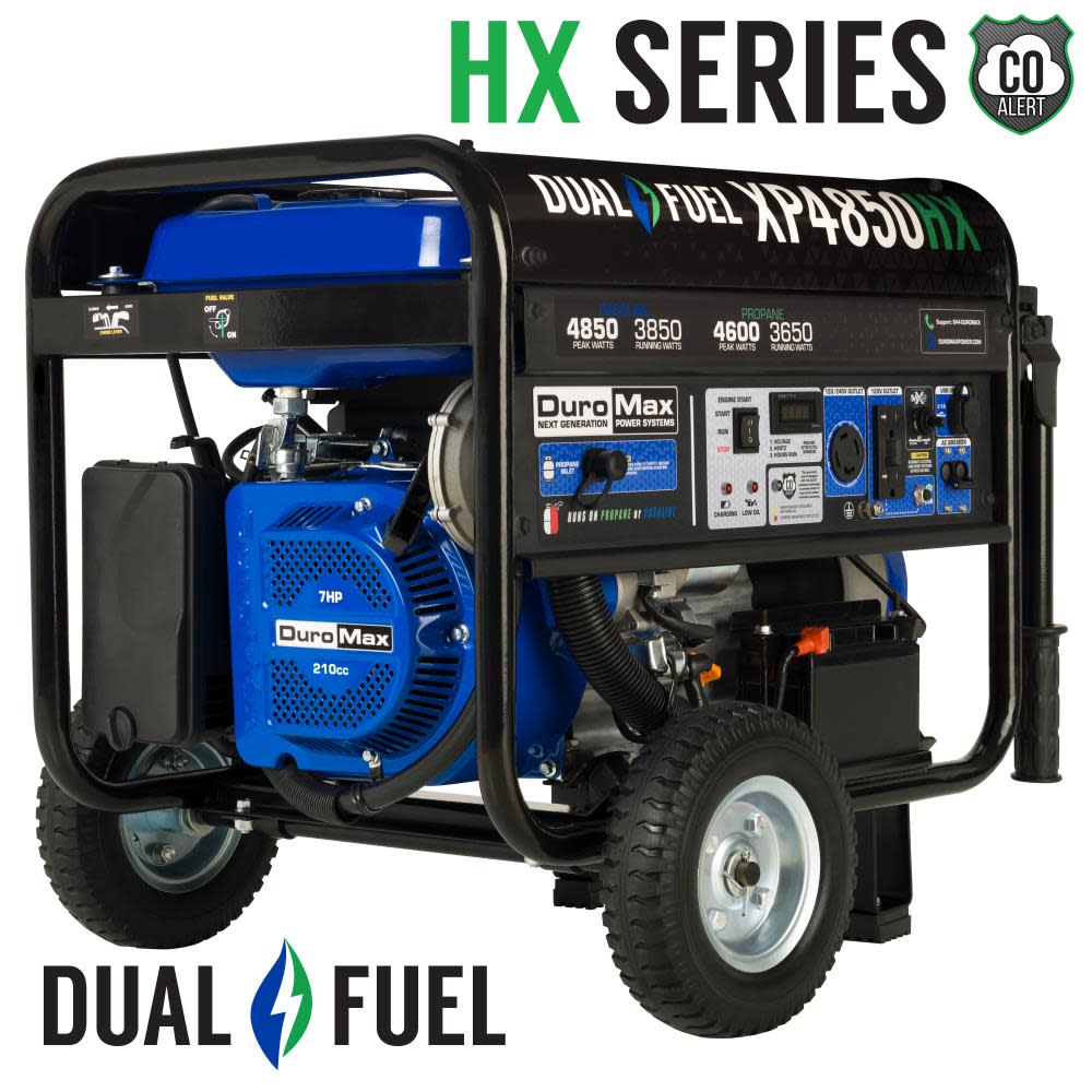 

Duromax Generator Dual Fuel Gas Propane Portable with CO Alert 4850 Watt