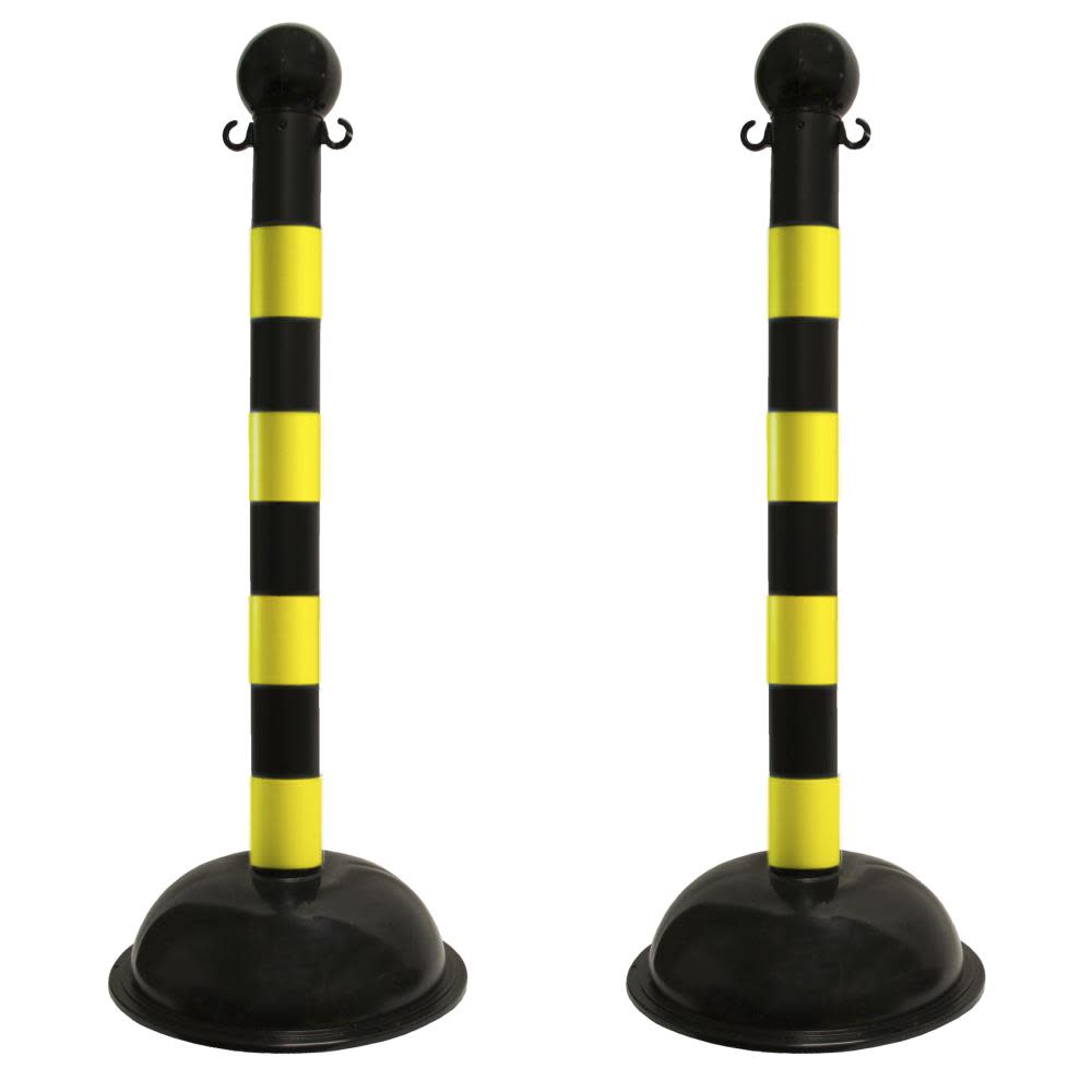 Mr Chain Black/Yellow Stripes Heavy Duty Stanchion (2-Pack)