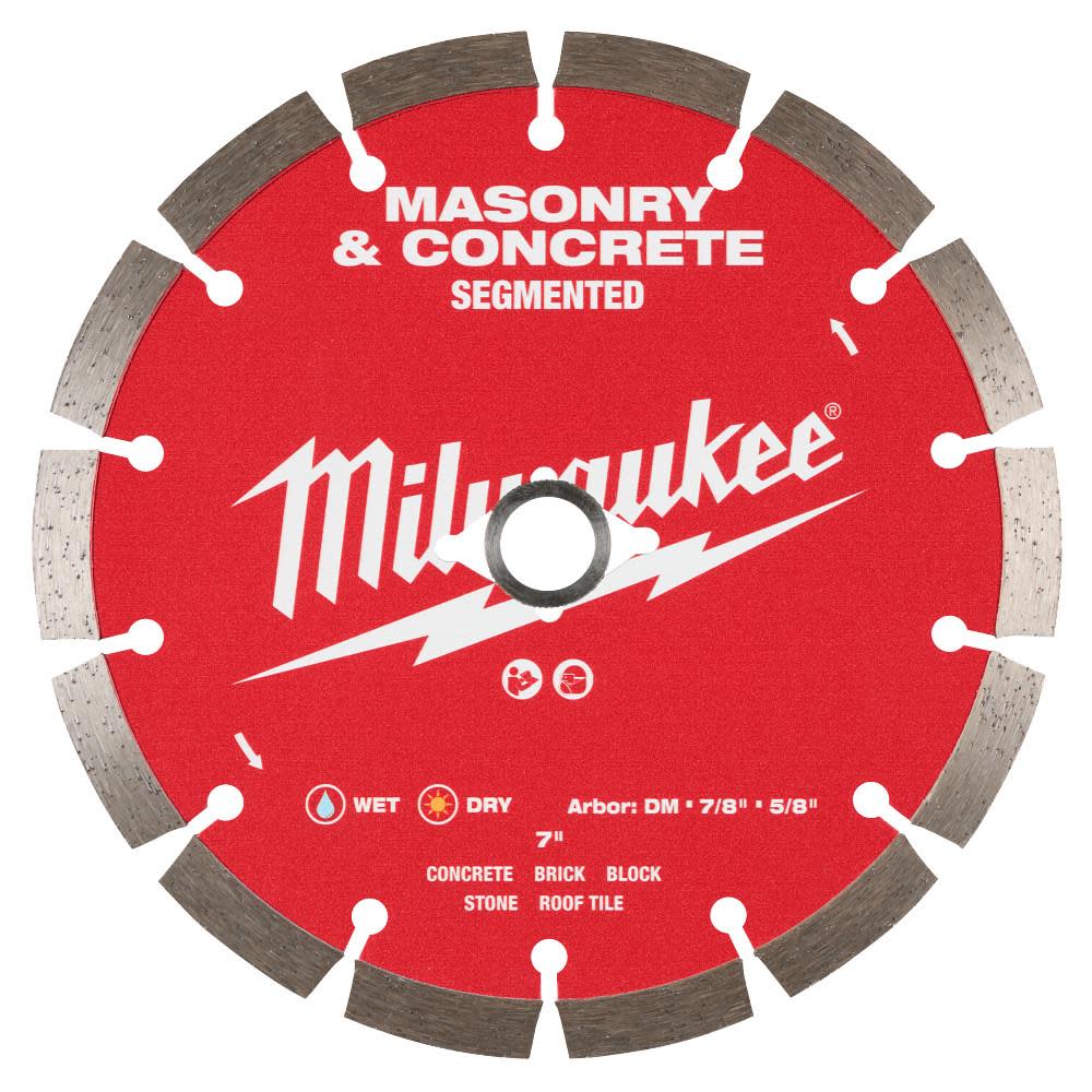 Milwaukee 7 Inch Segmented Rim Diamond Blade for Concrete, Stone, and Brick