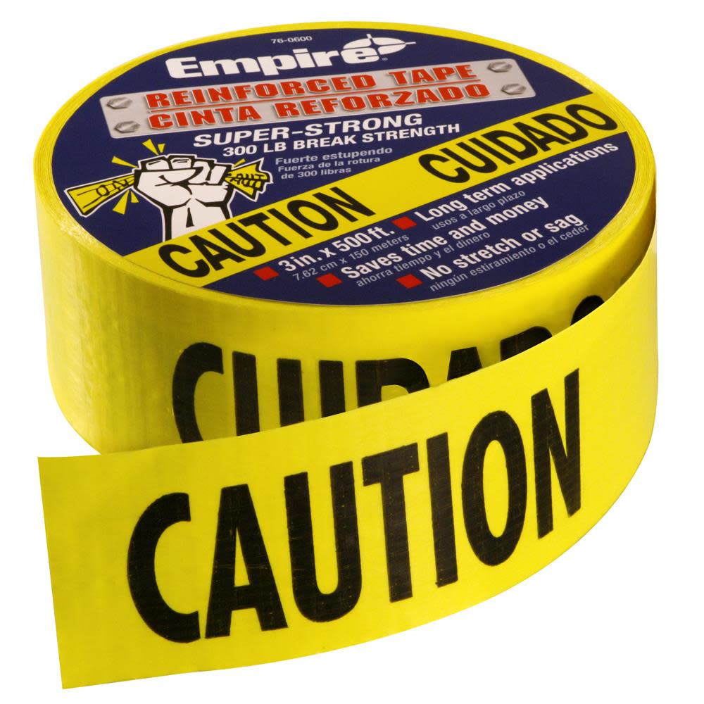 

Empire Level 500 ft. Reinforced Yellow Barricade Tape - CAUTION/CUIDADO