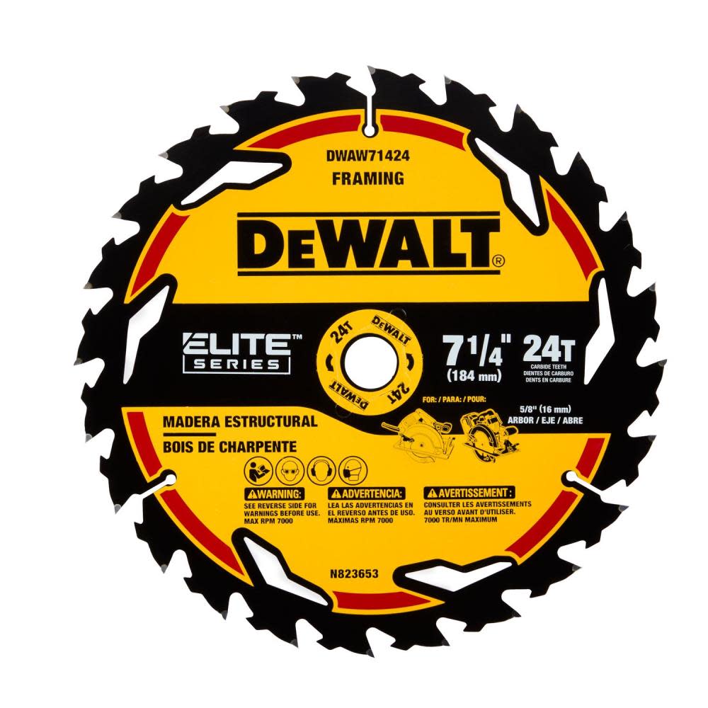 

DEWALT Elite Series BLISTER Circular Saw Blade 7 1/4" 24T