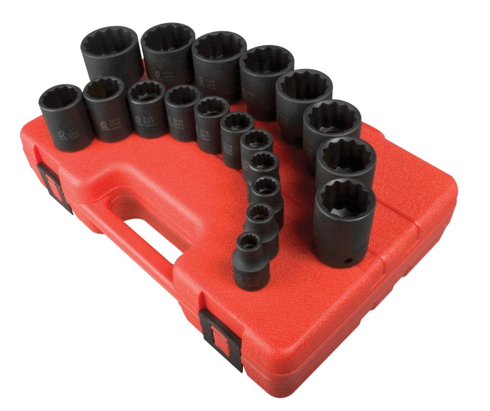 

Sunex 1/2 Drive 12pt SAE Impact Socket Set 19 pc.