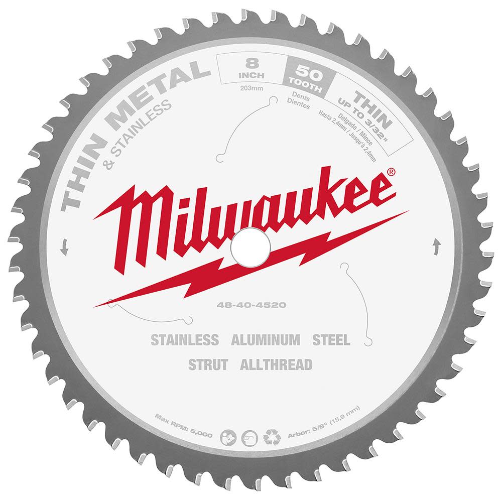 Milwaukee 8 in. 50 Teeth Dry Cut Cermet Tipped Circular Saw Blade