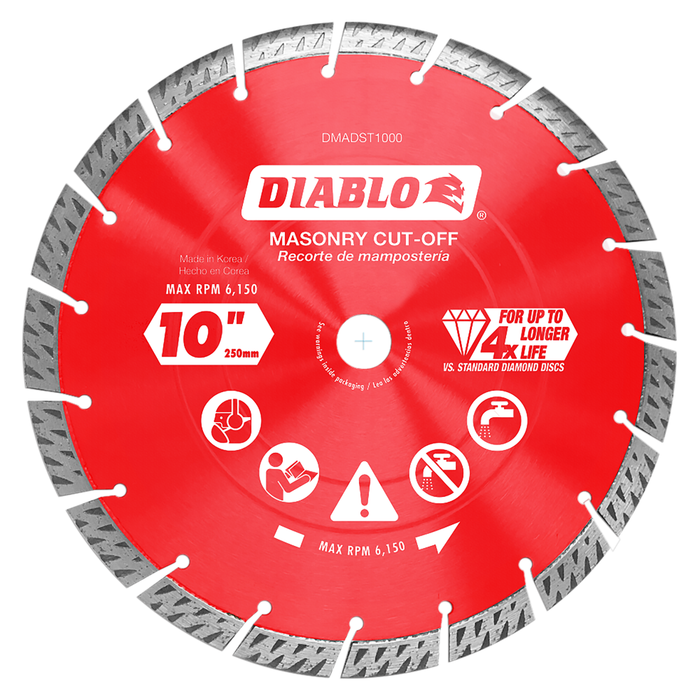 Diablo Tools 10" Diamond Segmented Turbo Cut-Off Discs for Masonry