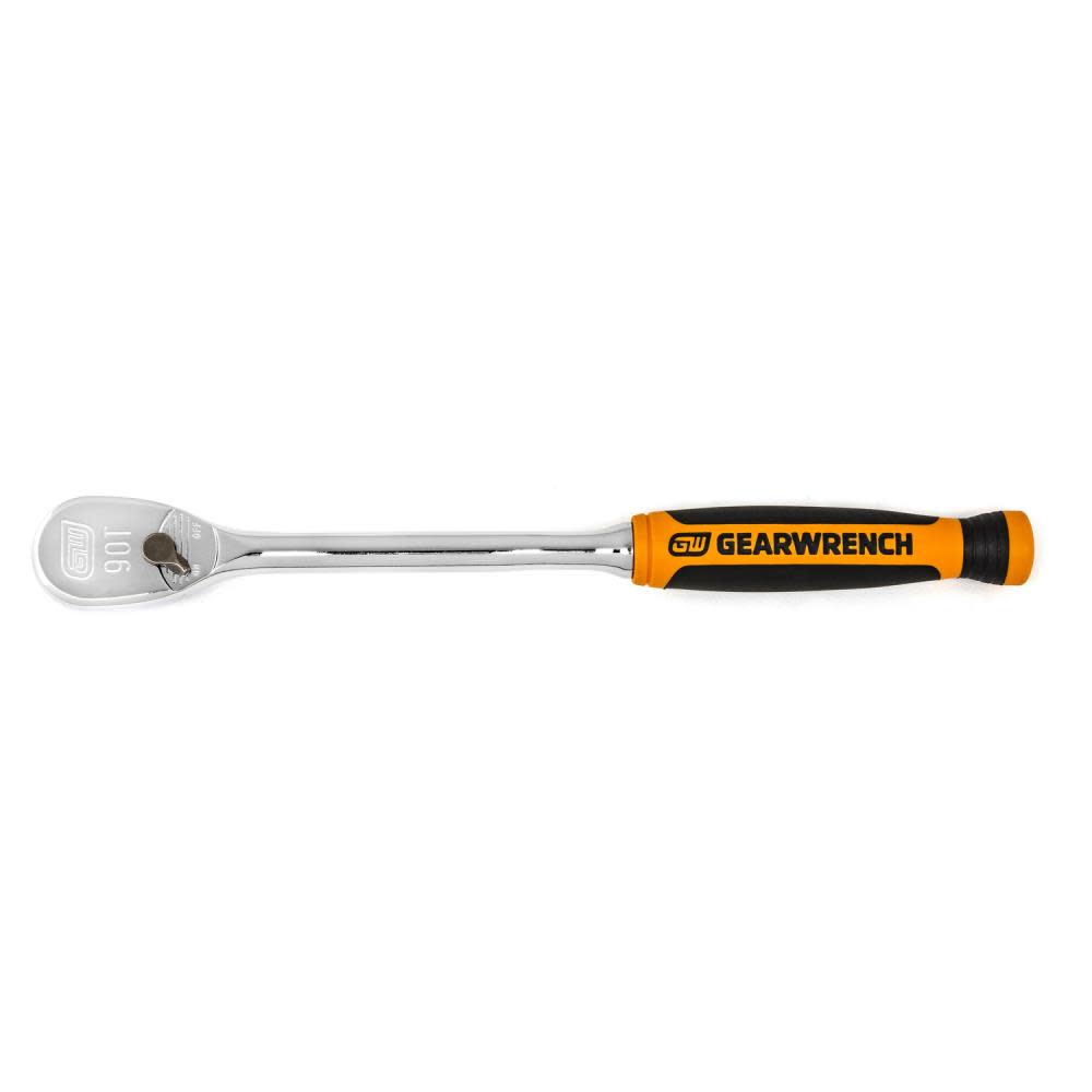 

GEARWRENCH 1/4" Drive 90 Tooth Long Handle Dual Material Teardrop Ratchet 8"