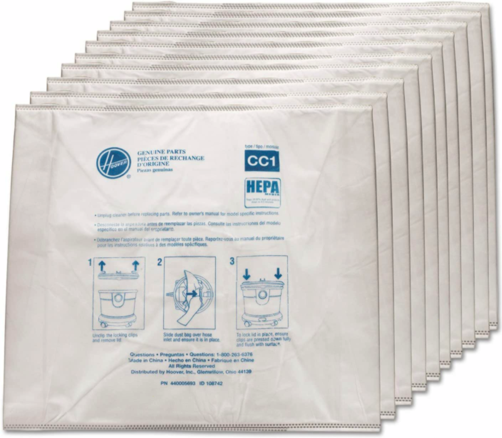 

Hoover Commercial Vacuum Vacuum Bag-CC1 Hepa for Hushtone CH32008 10 Pack