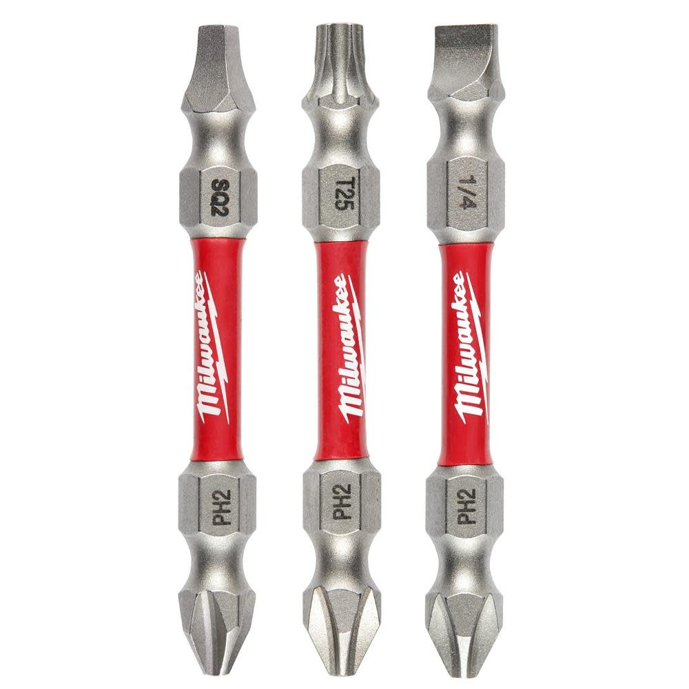 

Milwaukee SHOCKWAVE Impact Duty PH2/SQ2/T25 Double Ended Bits 3pc
