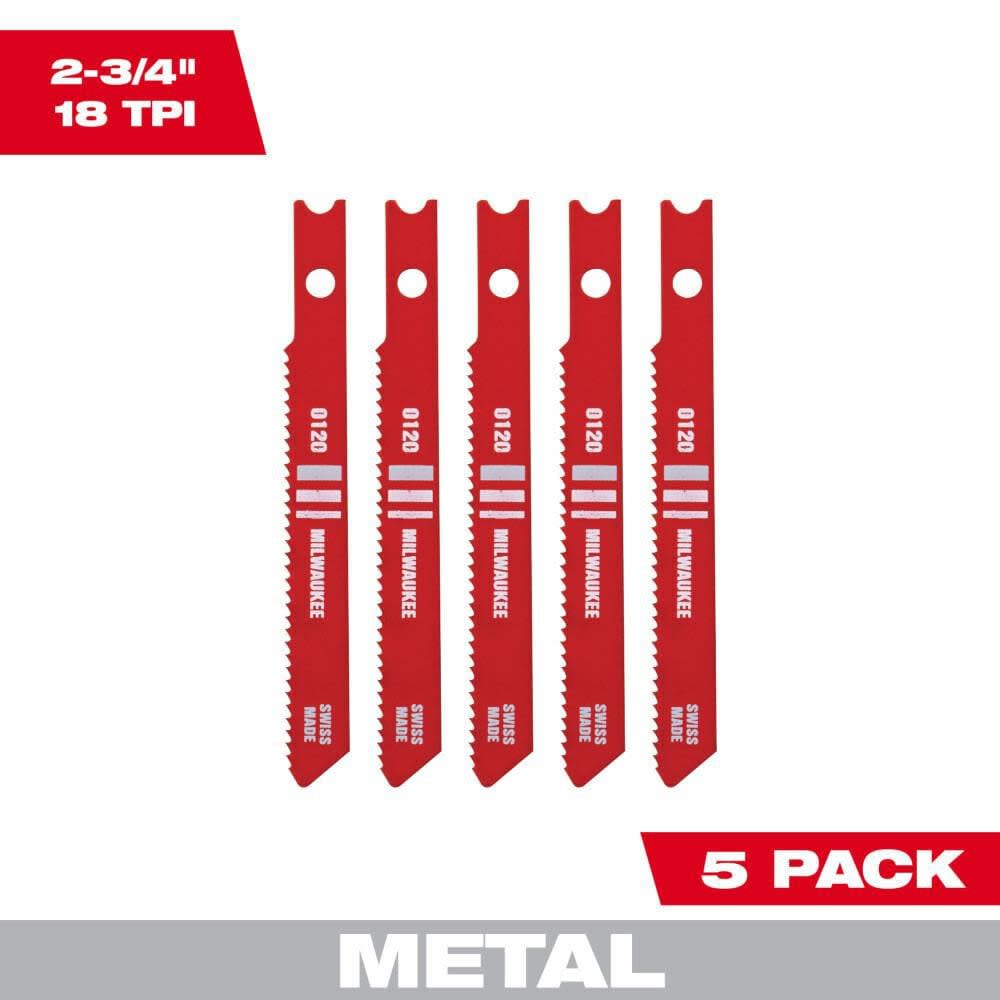Milwaukee 2-3/4 in. 18 TPI High Speed Steel Jig Saw Blade 5PK