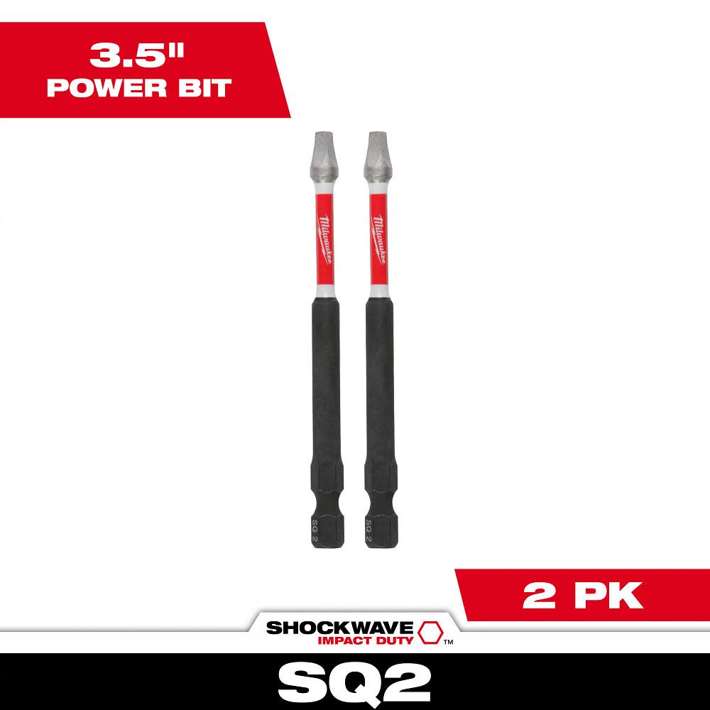 Milwaukee SHOCKWAVE Impact Bit 3 1/2inch SQ2 2pk