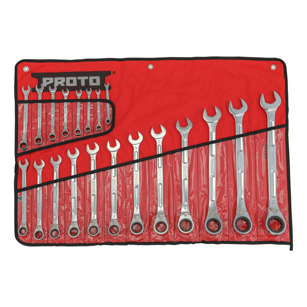 Proto 20 Piece Metric Ratcheting Combo Wrench Set JSCVM 20SB