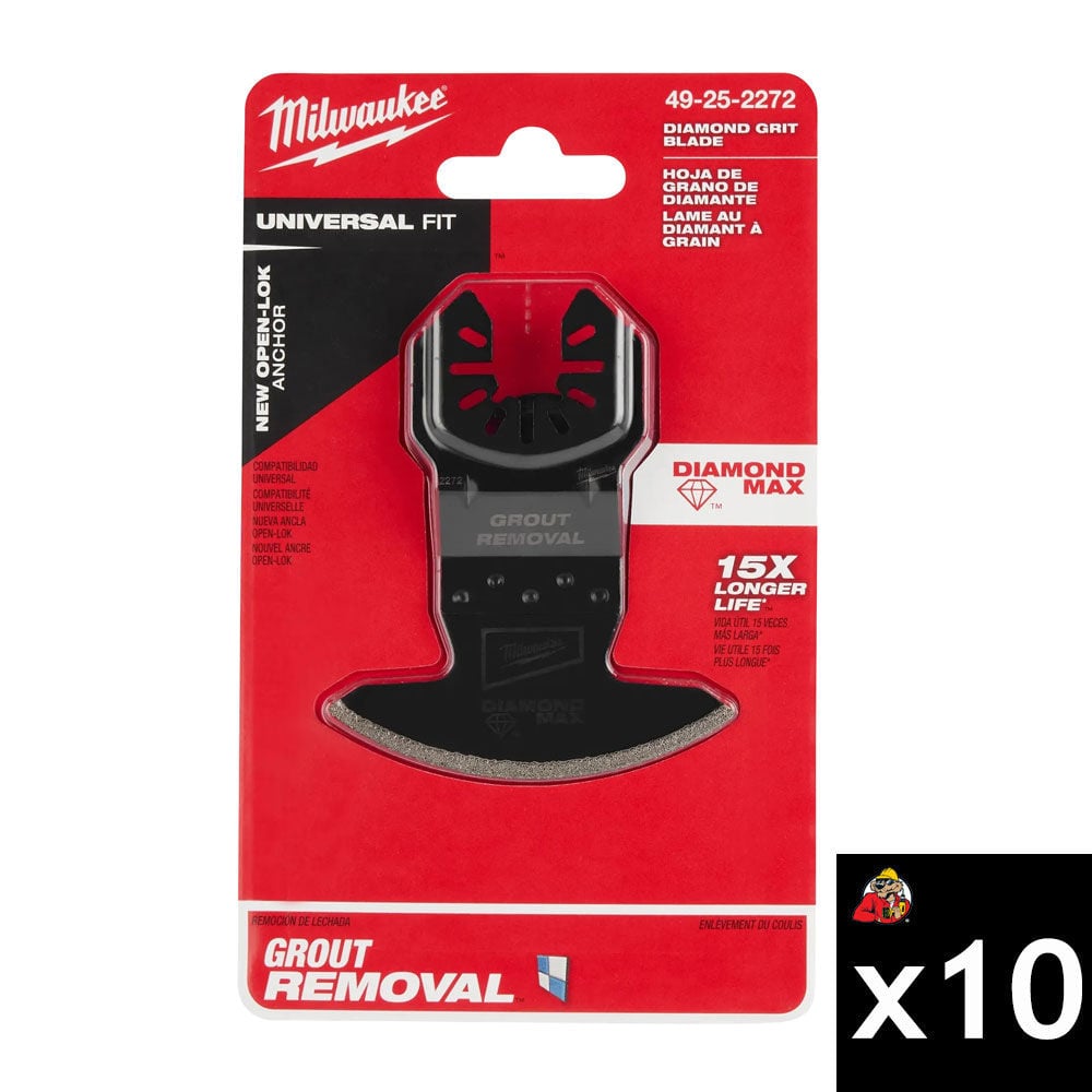 Milwaukee 2.7 Inch Diamond Grit Oscillating Multi-Tool Blade Bundle, 10 Pieces