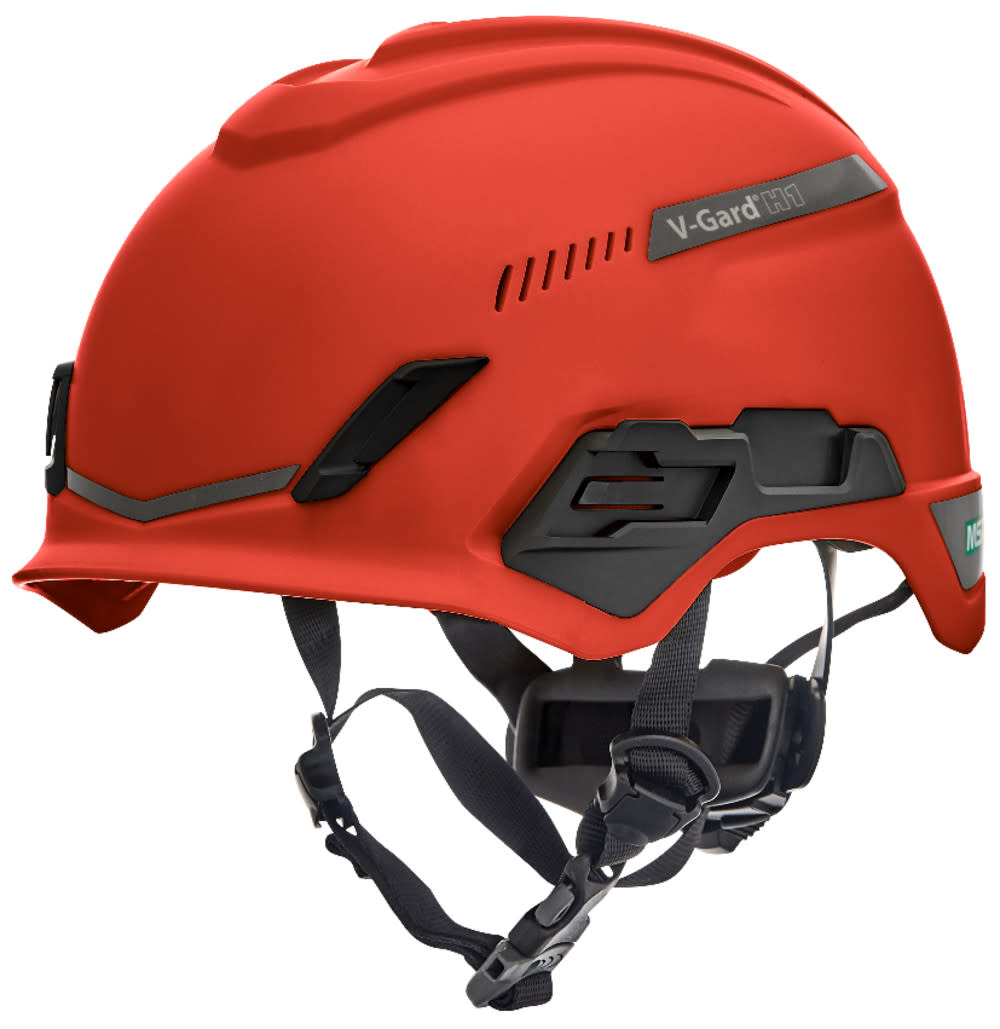 

MSA Safety Works V Gard H1 Safety Helmet Trivent Red Fas Trac III Pivot