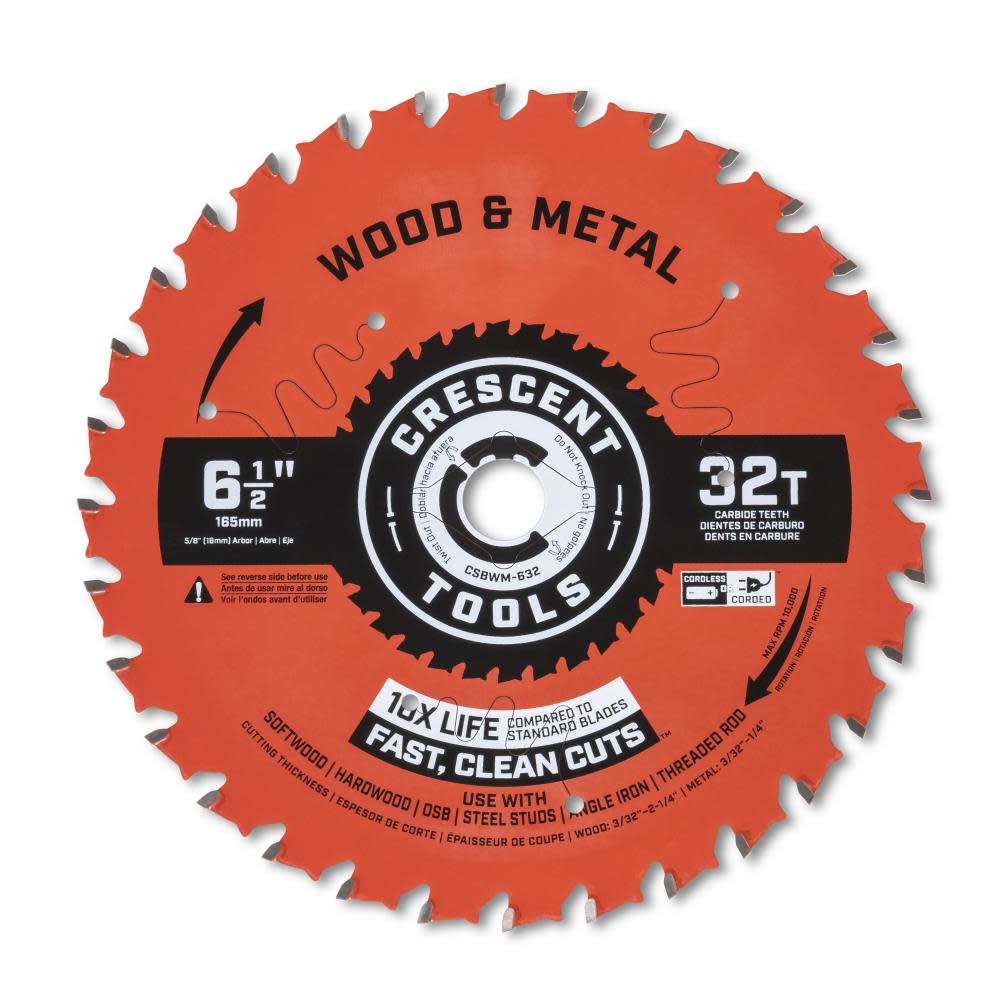 

Crescent Circular Saw Blade 6 1/2" x 32 Tooth Wood / Metal