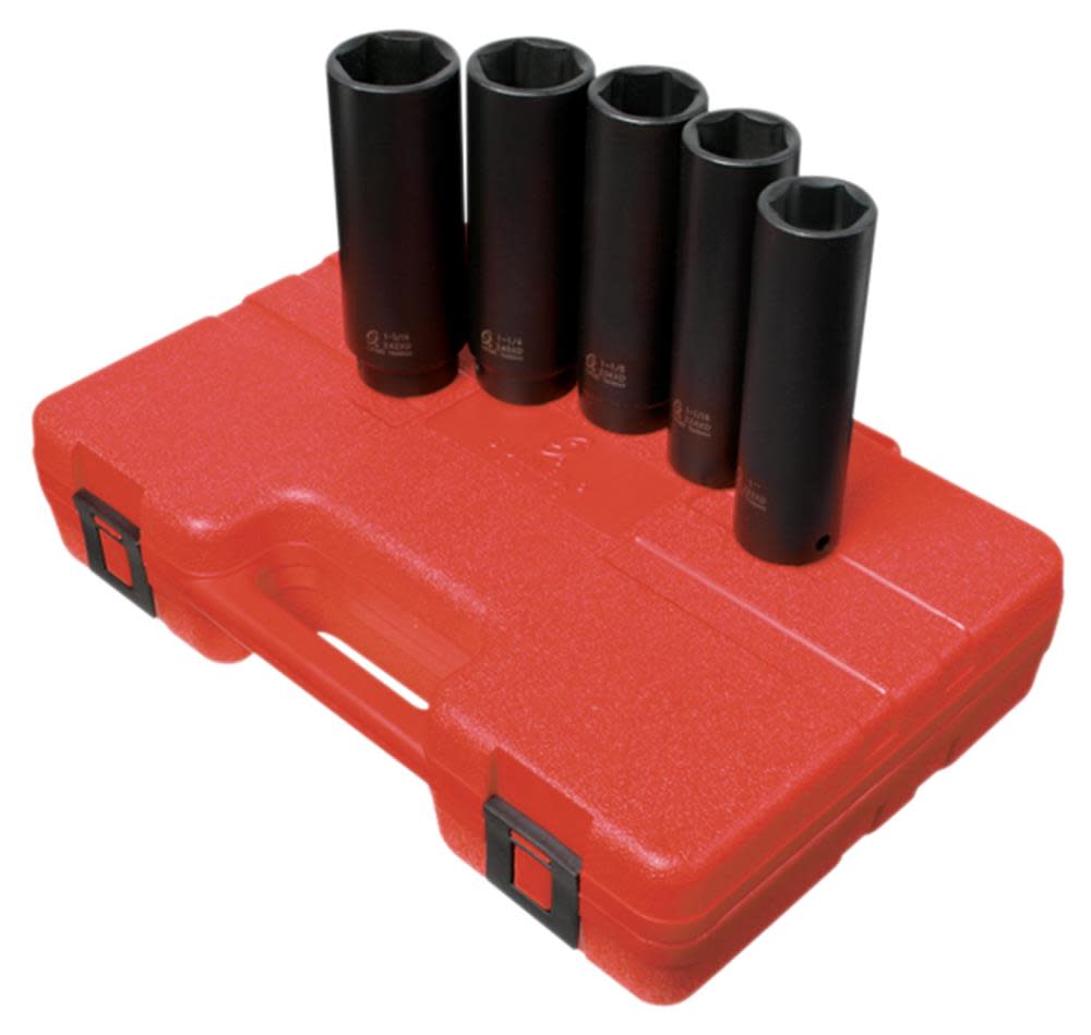 

Sunex 5 pc. 1/2 In. Drive SAE Extra Long Impact Socket Set