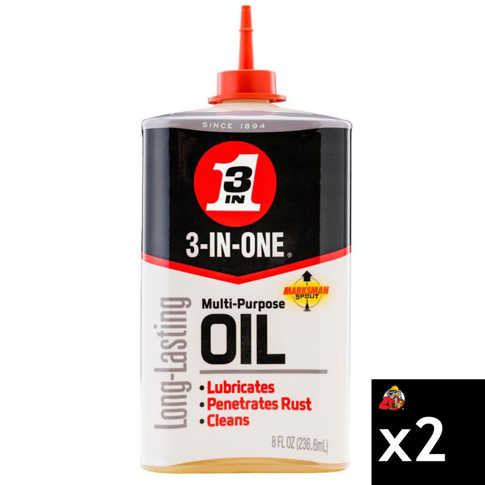 3-In-One Multi-Purpose Oil 8-oz Long-Lasting Lubricant 2pk
