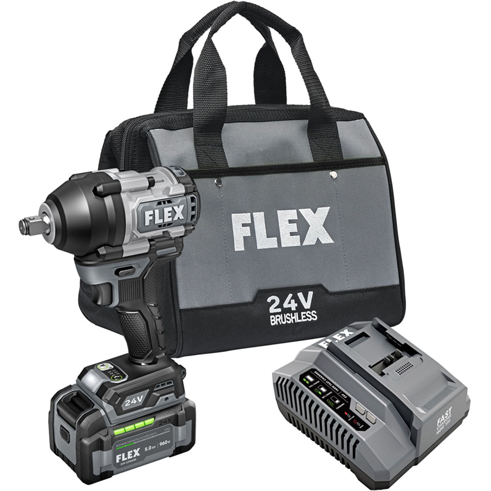 FLEX 24V Cordless 1/2 Inch Mid Torque Impact Wrench Kit FX1451-1C