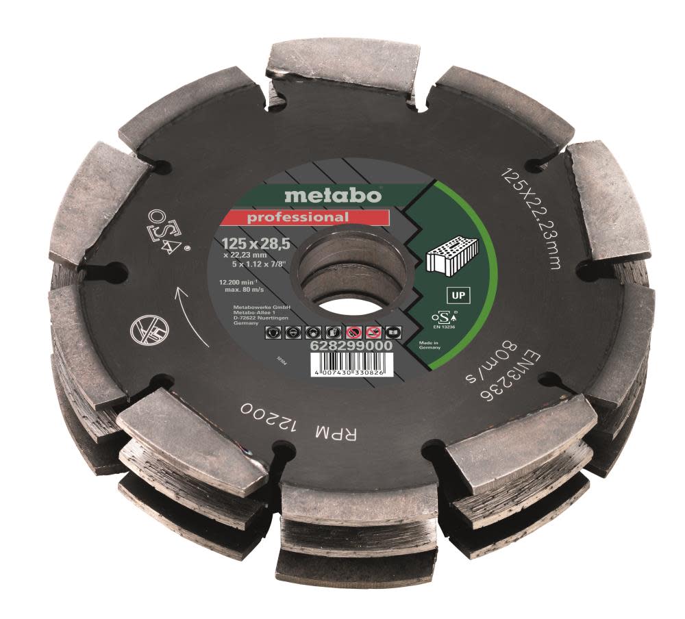 

Metabo Diamond Cutting Disc 3 Row 5" x 7/8" Universal 30 Segments