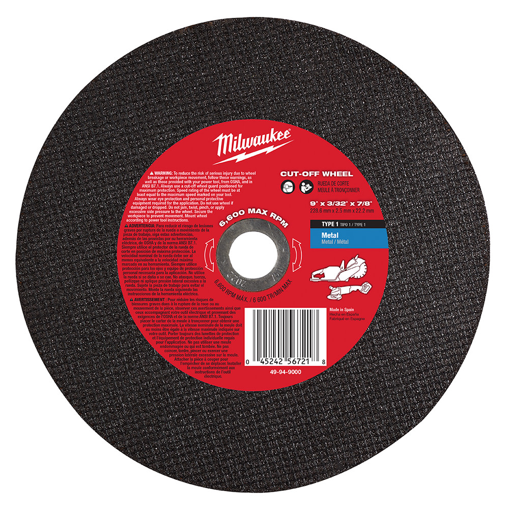 

Milwaukee 9" X 3/32" X 7/8" Metal Cut-Off Wheel