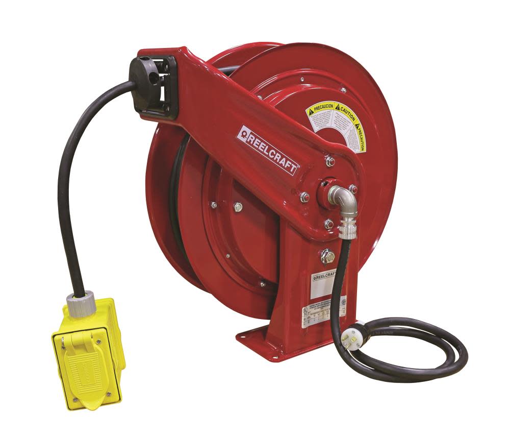 

Reelcraft Spring Retractable Power Cord Reel - 100 Ft. Duplex Outlet Box