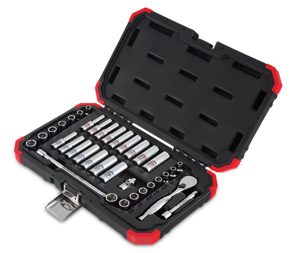 36 Pc Chrome Socket Set, 1/4 In. Drive
