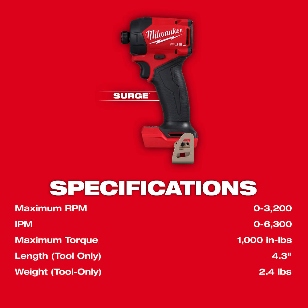 Milwaukee M18 FUEL SURGE 1/4 Inch Hex Hydraulic Driver, Bare
