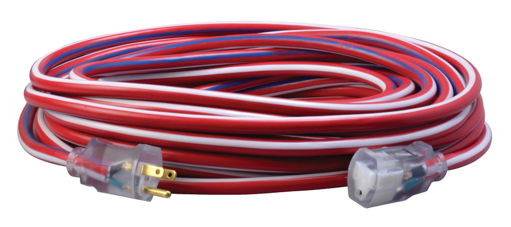 

Southwire 12/3 50 Ft. SJTW Made in the USA Red/White/Blue Extension Cord