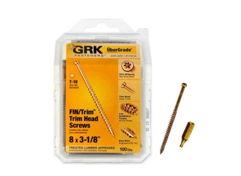 GRK Fasteners FIN/Trim Finishing Trim Head Screws 8 x 3 1/8in 100qty